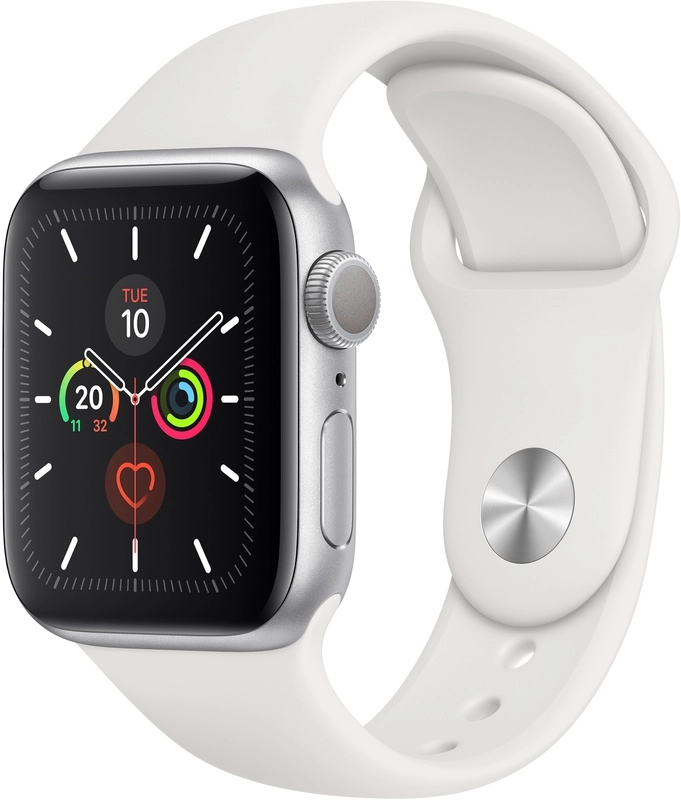 Apple Watch Series 5 (40mm) aluminium, sportbandje Zilver (Wit)