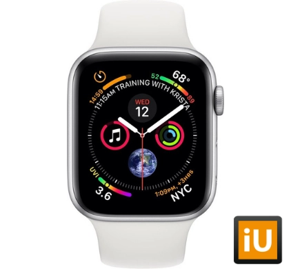 Apple Watch Series 4 (Sportbandje, 44mm) Zilver (Wit)