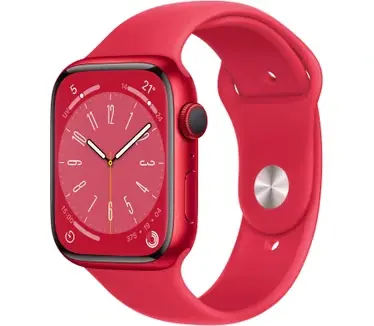 Apple Watch Series 8 (45mm) Rood Aluminium, GPS, Sport Band, Rood