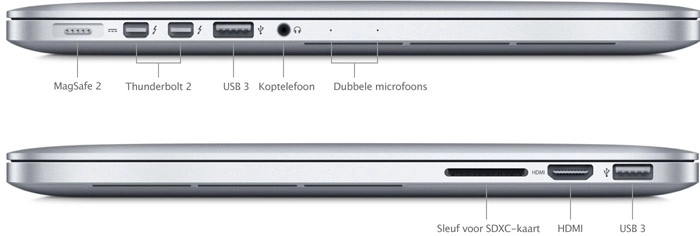 Macbook Pro 13" - Intel  i5 2,6GHz - 8GB Ram - SSD 480GB - Mid 2014 - Silver - Qwerty NL